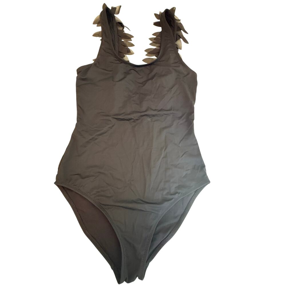 Stella Cove Girls One Piece Swimsuit Girls 6-7 Black Petal Strap Beach Pool NEW
